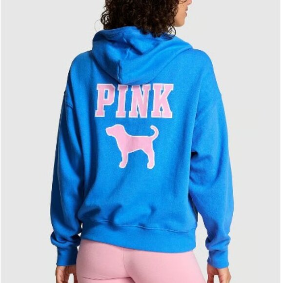 PINK Victoria's Secret Full-Zip Hoodie Limited Edition Blue Charge M - Picture 1 of 5